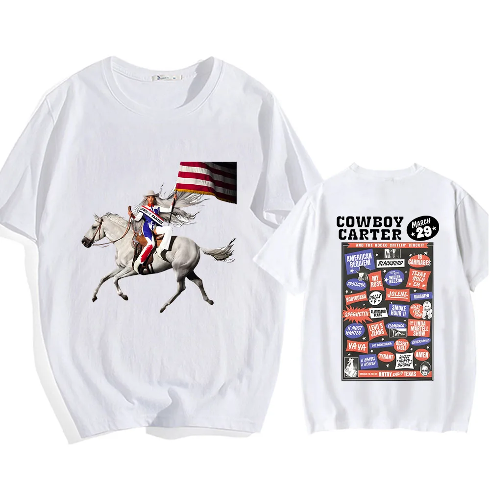 Cowboy Carter Beyoncée T-shirt Graphic Print Tee Shirt Cotton Short Sleeve Summer Tshirts Women Men Clothing Streetwear Girls