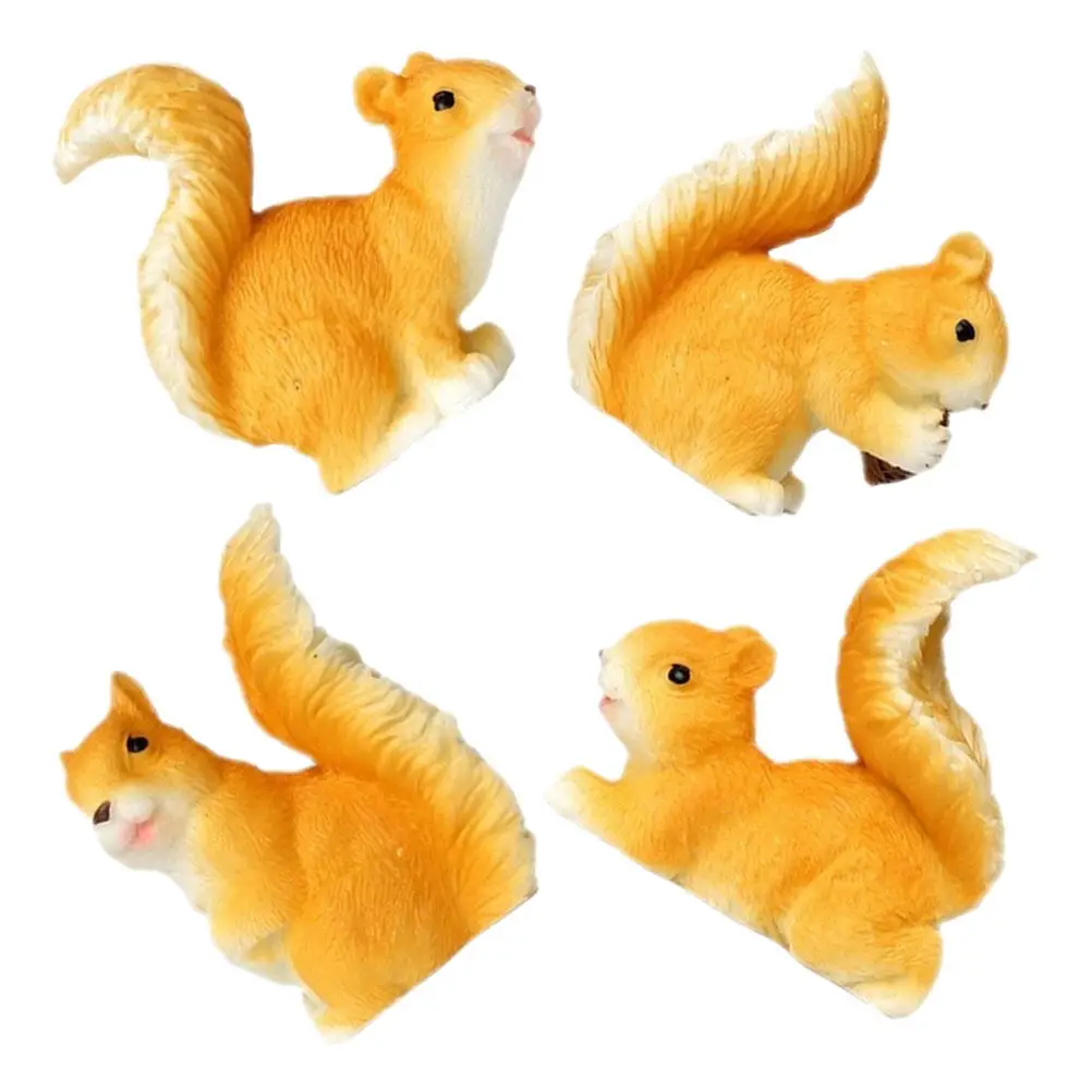 4Pcs Small Resin Squirrel Miniature Garden Accessories Creative Simulation Animal Decorations for Bonsai Succulent Plant