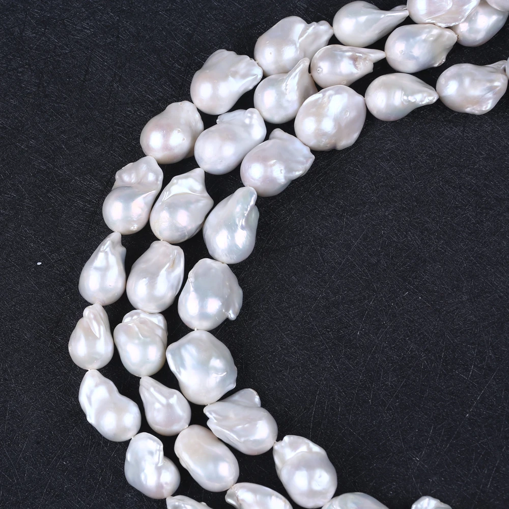 15-16mm big size nucleated irregular fireball real fresh water genuine freshwater baroque pearl strand