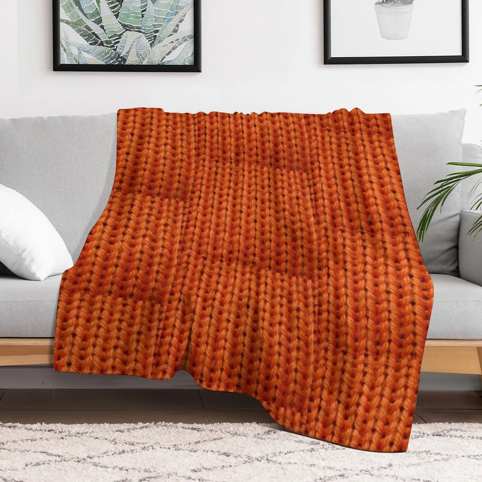 New Orange Chunky Knit Throw Blanket for sofa decorative Blankets