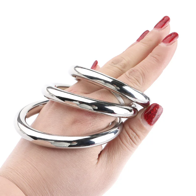 3 Size Stainless Steel Metal Men Cock Ring Adult Sex Scrotum Binding Ejaculation Delay Device Glans Erection Sperm Locking Ring