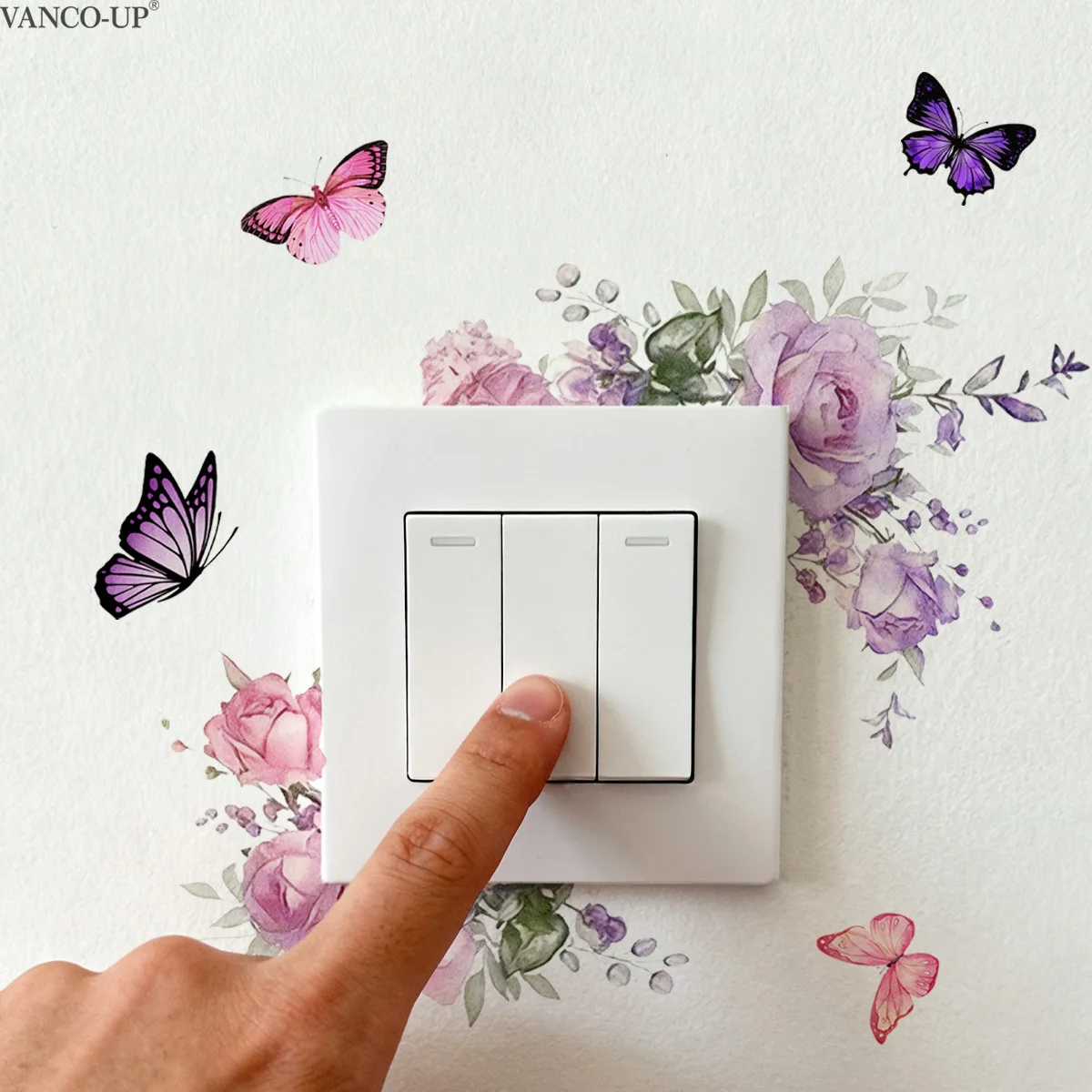 Beautiful Flower Butterfly Wall Sticker Living Room Switch Decoration Mural For Bedroom Socket Decor Self-adhesive Home Decals