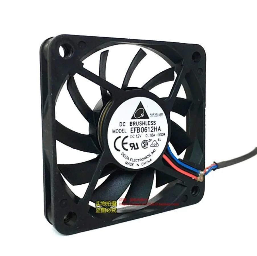 For Delta EFB0612HA 6010 DC12V 0.18A 6CM 3-Wire Slim Case Cooling Fan