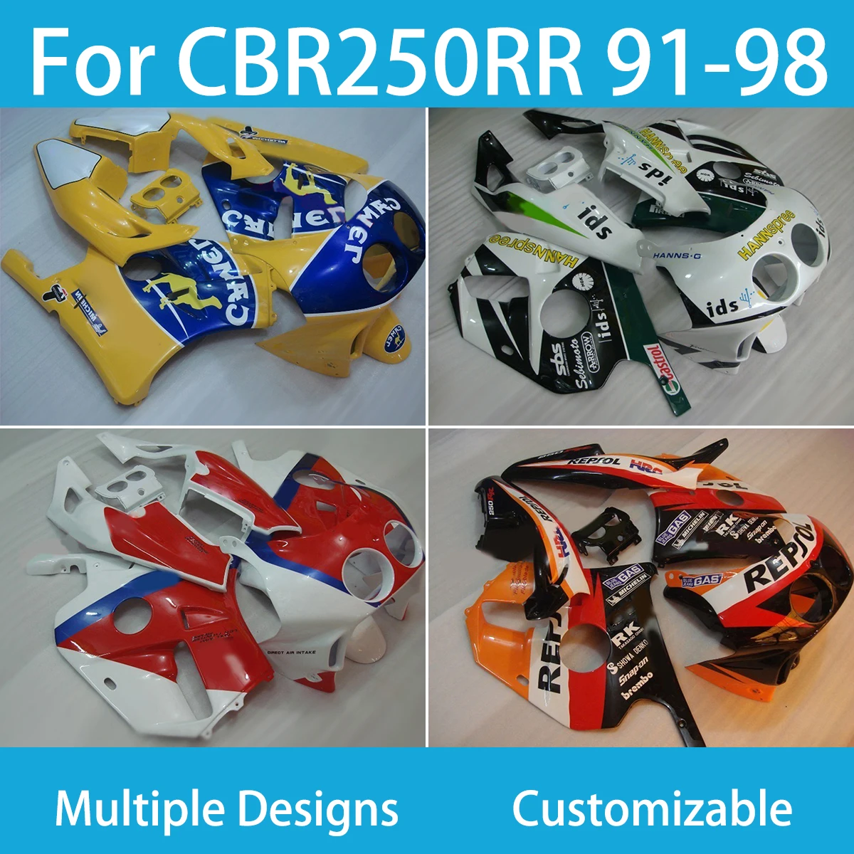 ZXMT New ABS Fairings Kit Fit for HONDA CBR250RR 1991 1992 1997 1998 Bodywork Set Custom Black Red White