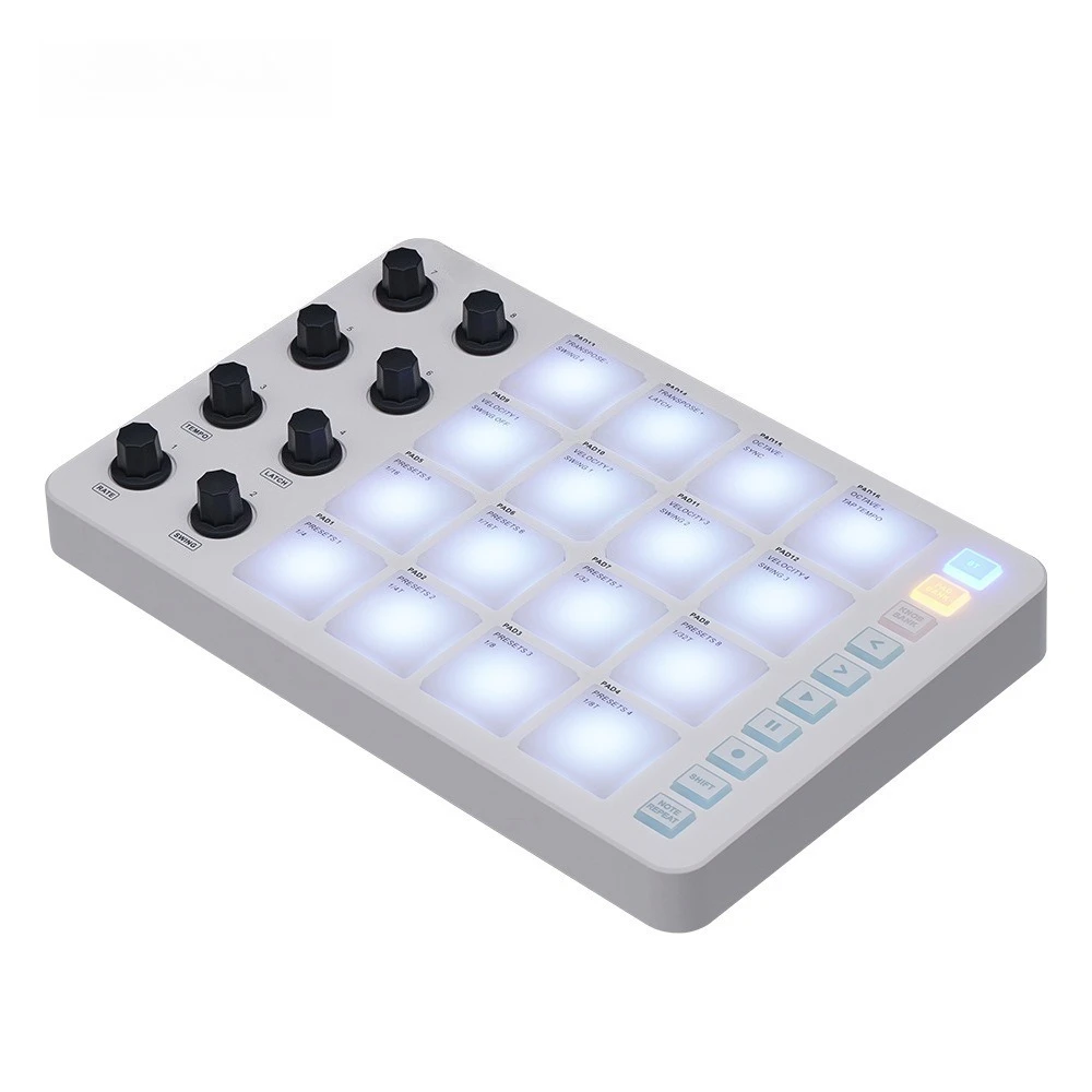 MIDI Controller, RGB Backlit Pads, 64-Key Portable MIDI Keyboard for Music Production, USB Powered, Compatible with DAW Software