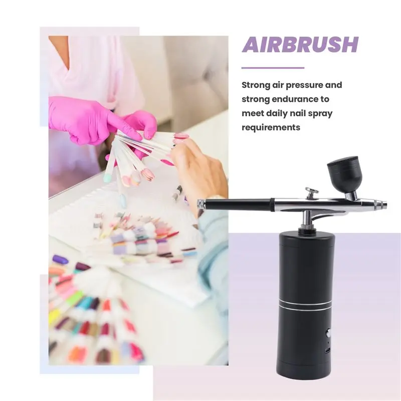 AT21-3X Airbrush Kit With Compressor Rechargeable Cordless Non-Clogging High-Pressure Airbrush Set