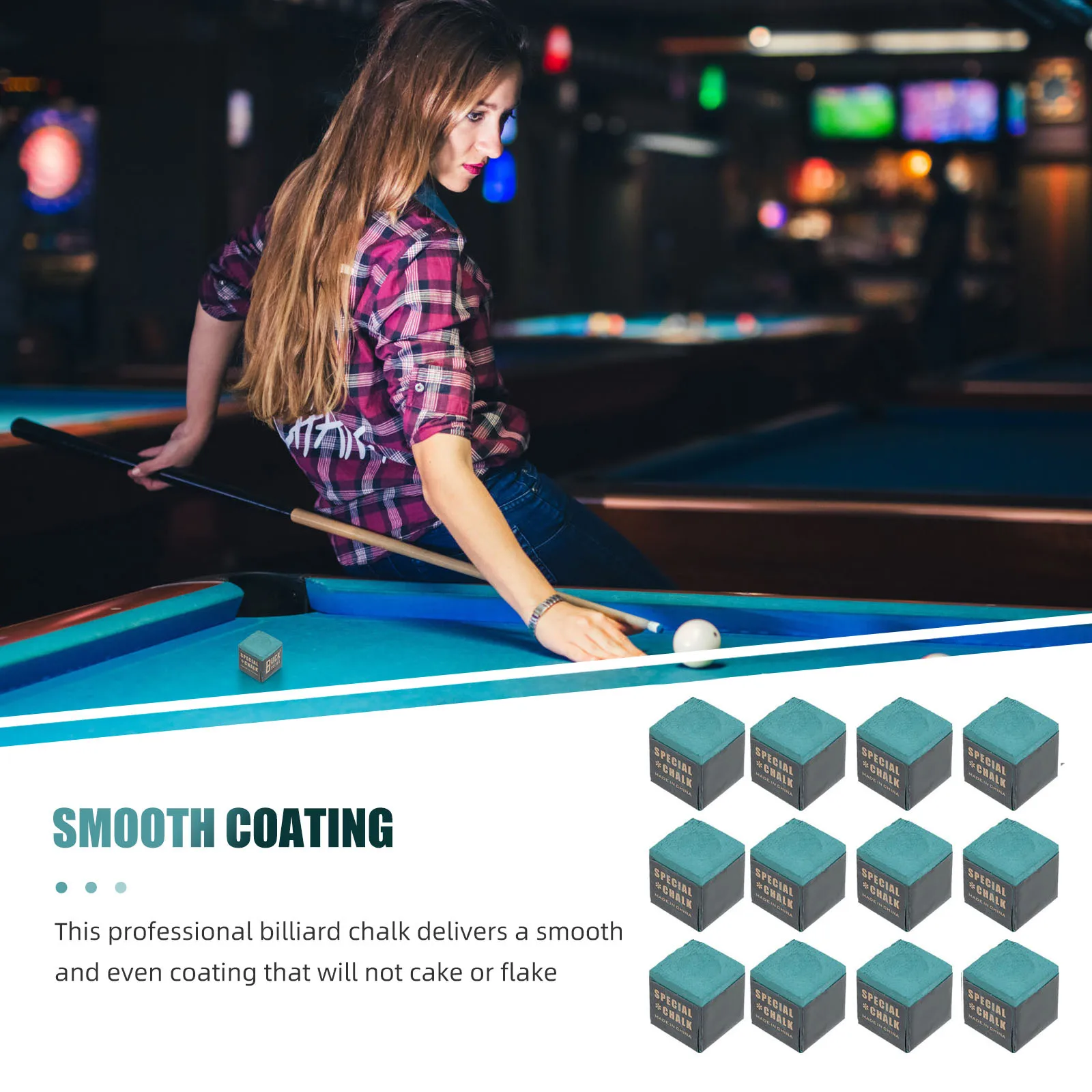 

12pcs for Billiards Accessories Pool Cue Chalk Smooth Friction Powder Pool Table Cue Stick Wiping Chalk Reduced Error Rate