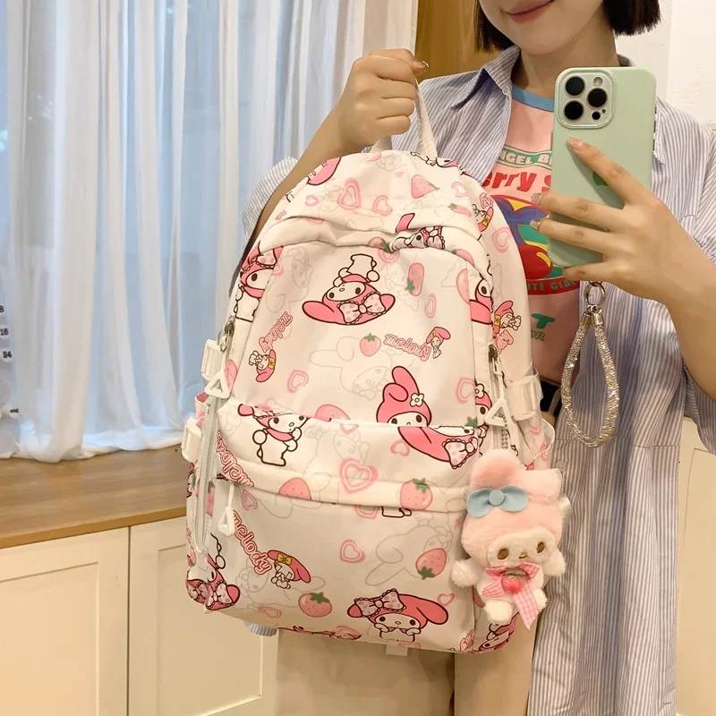 Sanrio Hello Kitty new cartoon print sweet girl schoolbag cute Melody Kulomie student backpack large capacity casual backpack