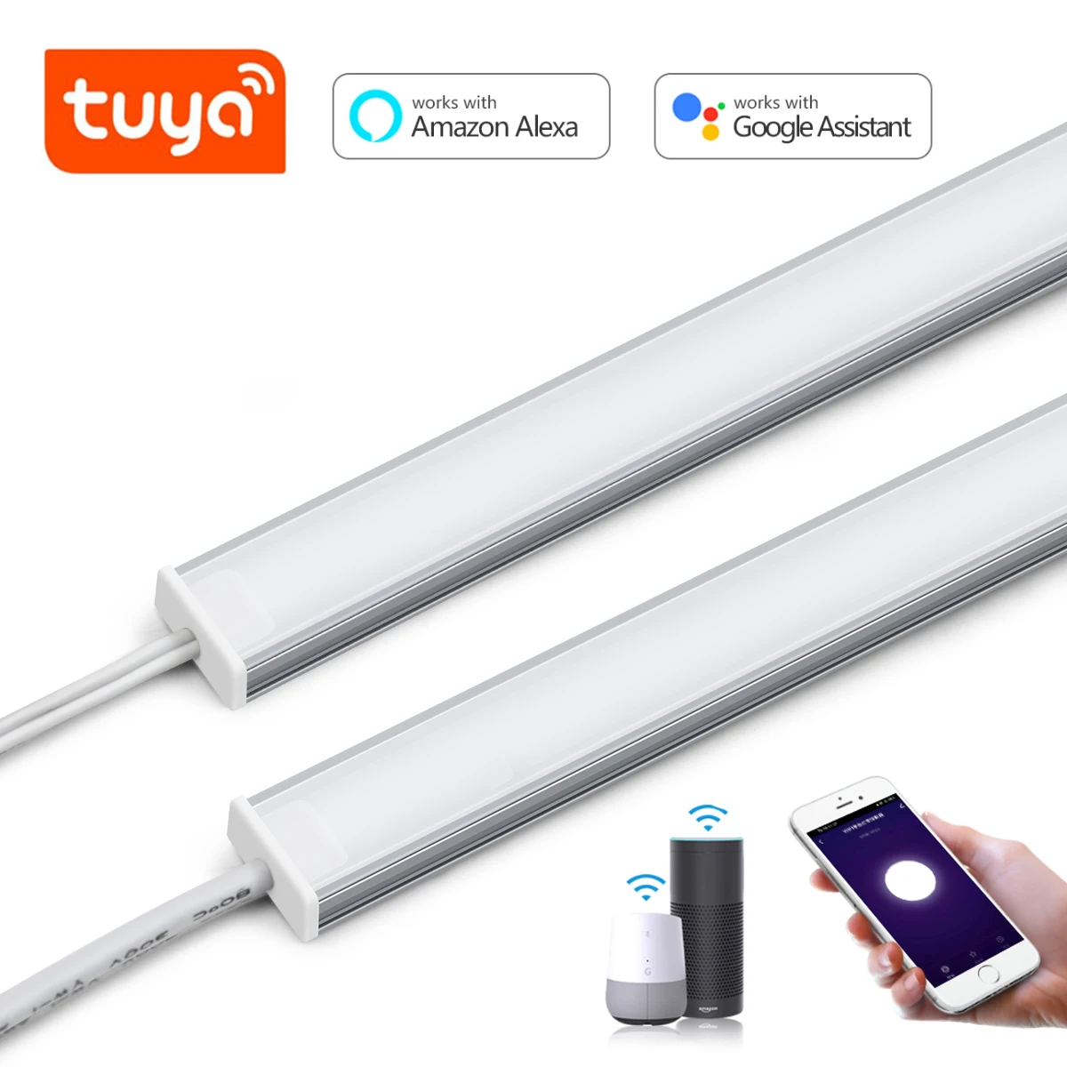 1-5PCS Kitchen LED Under Cabinet Lamp Tuya WiFi Smart Bar Lights 30/40/50CM Cabinet Wardrobe Closet Lighting for Alexa Google