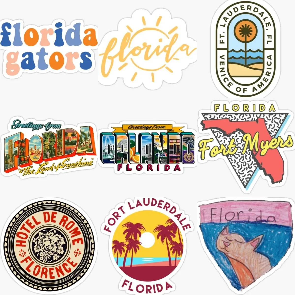 

Floridan FL Map Creative Sticker Wall Room Truck Window Laptop Accessories Camper Moto Bicycle Van Glass Helmet Racing Car Decal