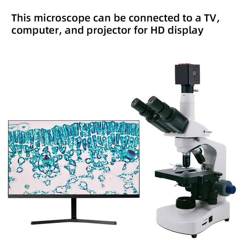 Profesjonalny laboratoryjny biologiczny mikroskop HD 40X-1600X ciemne pole światła kompozytowe lornetka trójokularna USB VGA HDMI LCD