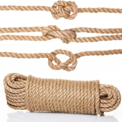 Corde de chanvre en jute optique naturelle, ficelle de bain, ficelle artisanale pour bricolage et artisanat d'art, emballage flottant, 10m, 6mm, 8mm, 10mm, 12mm