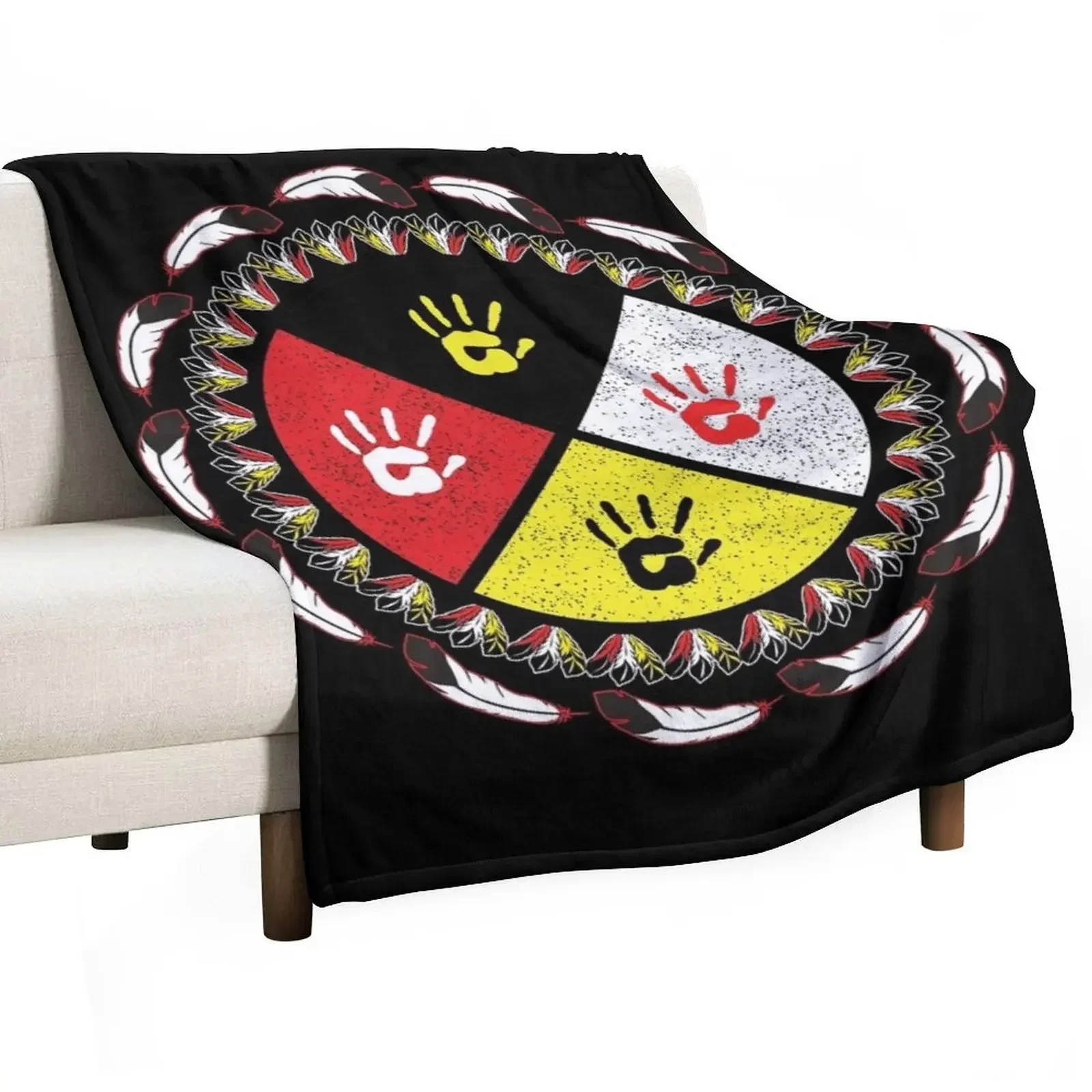 

Native American Medicine Wheel - MMIW Throw Blanket Fade Resistant Durable Throw Blanket