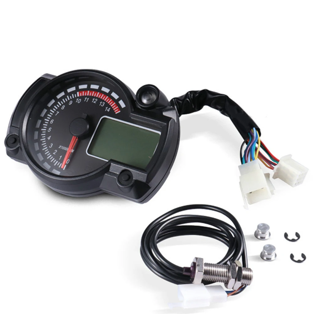 7colors Backlight Motorcycle Gauge Universal LCD Digital Speedometer Odometer MAX 299Km/h Moto Dashboard with Over Speed Alarm