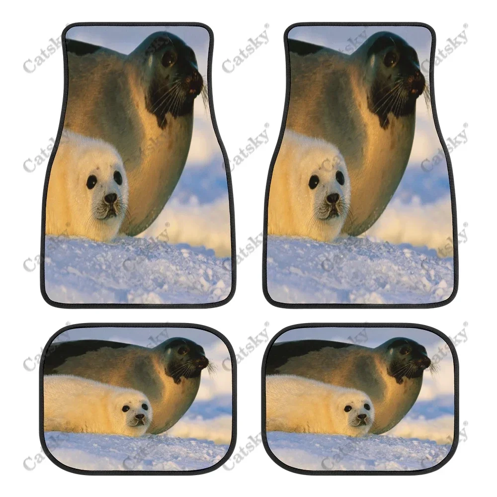 harp seal animal Car Floor Mats Carpet Non-Slip Rubber Mats 4-Pack for Car Accessories SUV Truck Floor Mats