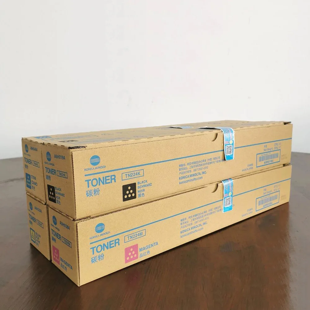1set 4X TN224 Original CMYK Toner Cartridge for Konica Minolta Bizhub C256 C7222 C7226 High Capacity Toner TN224CMYK