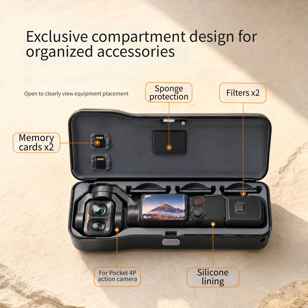 Étui rigide étanche pour DJI Osmo Pocket 4 avec cordon, boîte de rangement de voyage antichoc pouvant contenir 2 cartes mémoire pour l'extérieur
