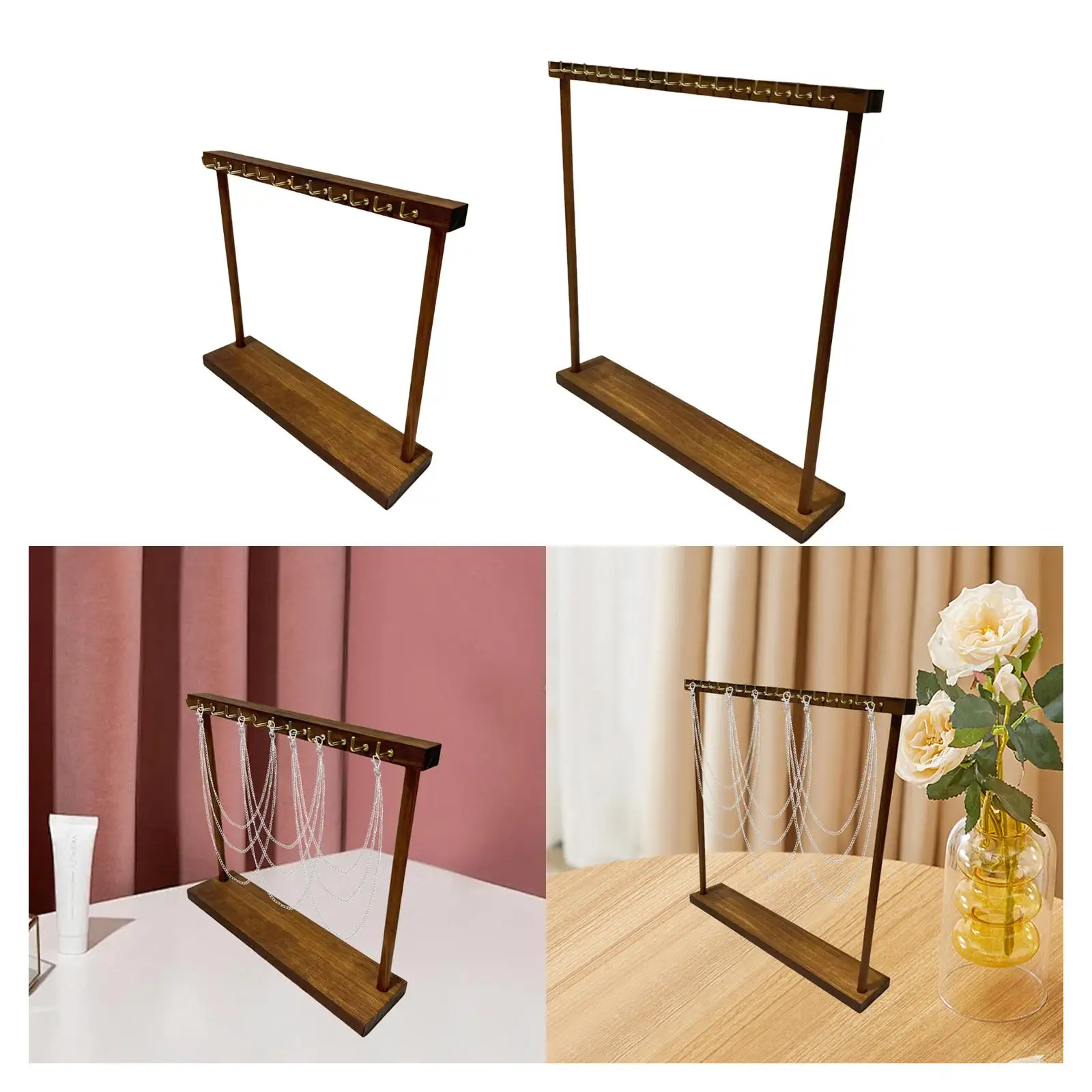 

Органайзер для ожерелья, вешалка для ожерелья, современная деревянная стойка для ювелирных изделий, подвесные крючки для витрины магазина, столешница, туалетный столик