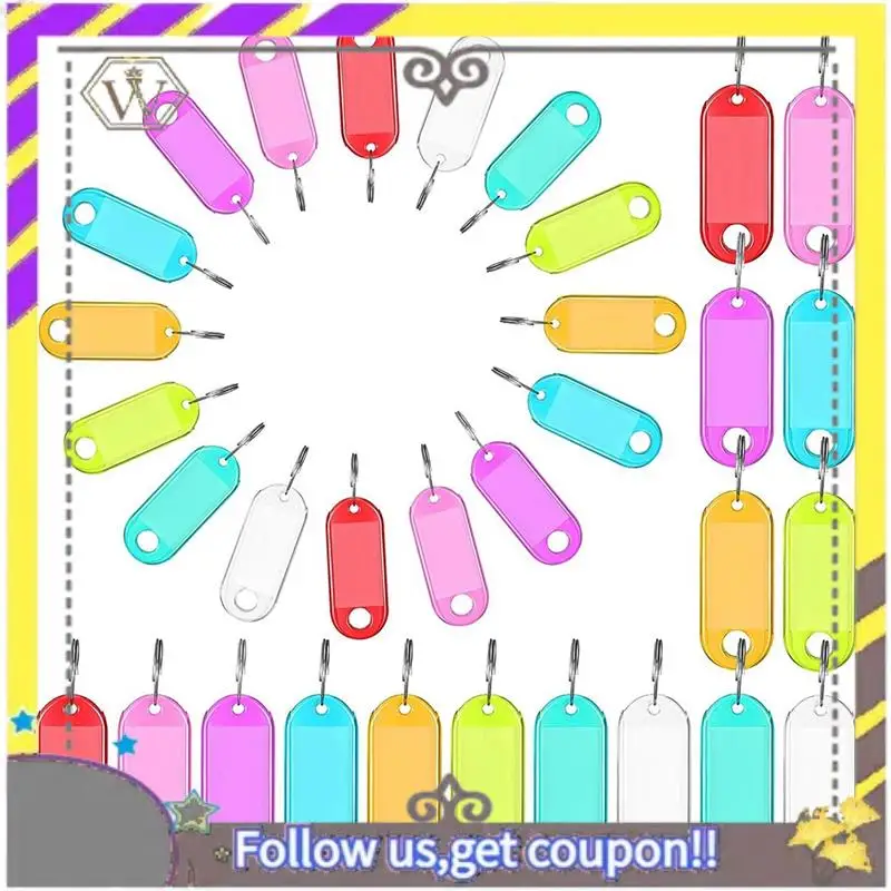 

New 200 Pieces Key Tags Double Sided ID Keychain Tag Key Tags Identifiers Key Labels With Ring Flexible Key Ring, 8 Colors