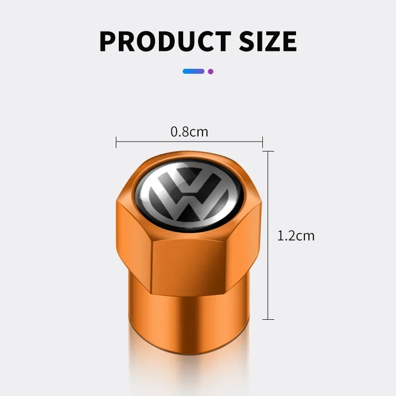 4Pcs Tire Valve Cap Car Tyre Air Valve Covers for Volkswagen VW Beetle Touareg Tiguan CC T-ROC Golf 4 5 6 7 T4 T5 Passat RLINE R