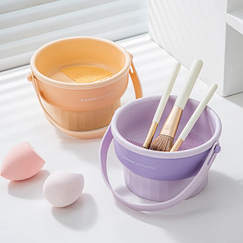 Makeup Brush Cleaning Bowl Powder Puff Beauty Egg Washing Brush Artifact Drying Storage Silicone Basket Cleaner Pad Tools