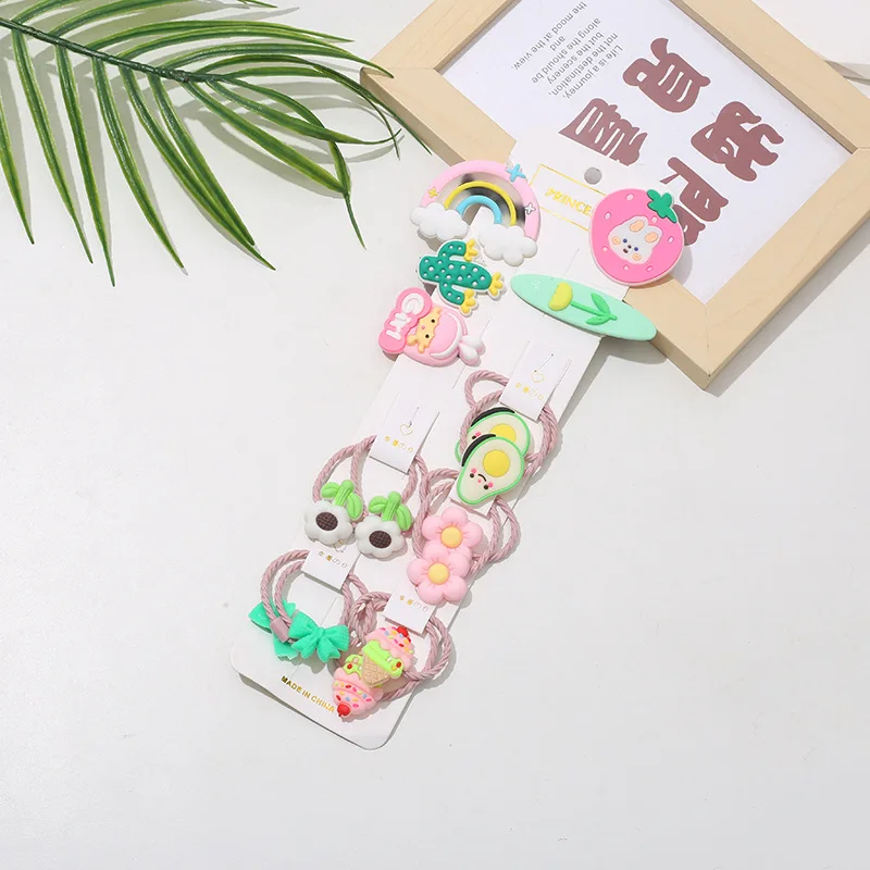 Summer Cartoon Children's Hairpin Hair Rope Cute Girl Hair Ring Princess Set Hair Accessories Stall Elastic Melody Kawaii Anime