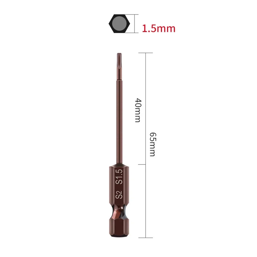 65mm Electric Screwdriver Bits H1.5-H6 Alloy Steel Magnetic Hex Head Screwdriver Bits Screw Driver Tools Parts Accessories