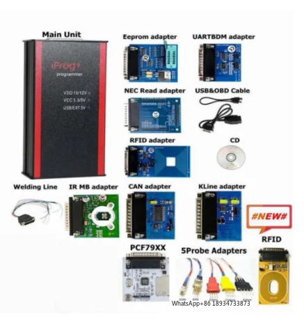 Professional Iprog + V87 Auto Key Programmer 4/6/7/12 Full Adapters ECU Tool Eeprom IMMO Airbag Reset Replace Carprog Tango