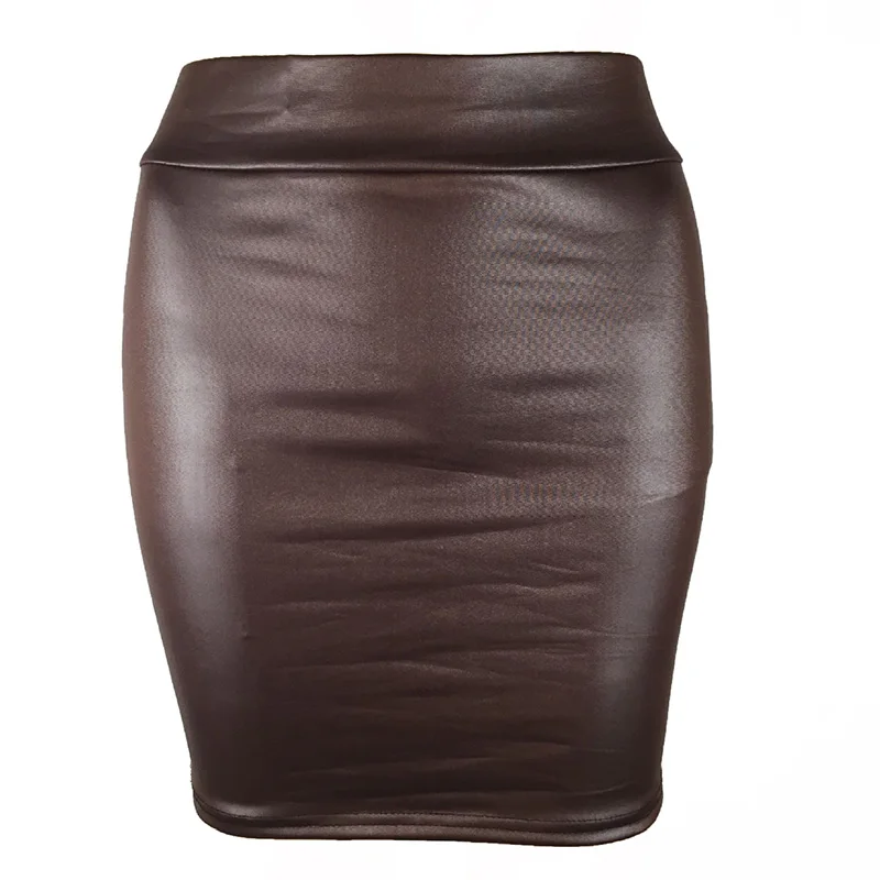 Женская короткая юбка из искусственной кожи, однотонная облегающая юбка с завышенной талией в винтажном стиле, сексуальная клубная одежда