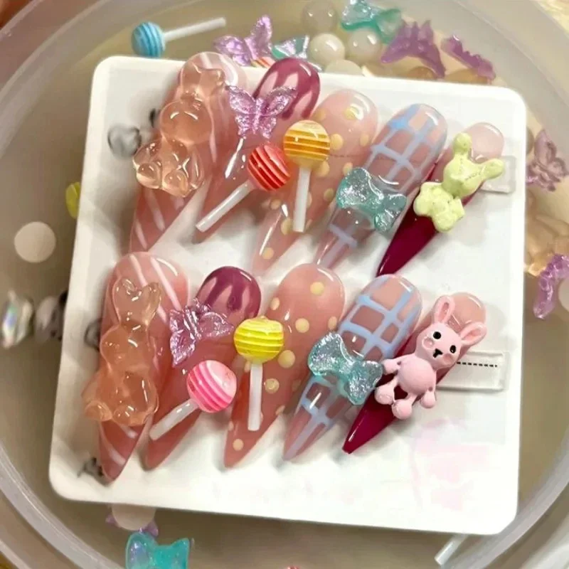 20 piezas de piruleta de 6mm para decoración de uñas, accesorios acrílicos de resina Kawaii, joyería colorida, Mini dulce caramelo, diamantes de imitación para manicura