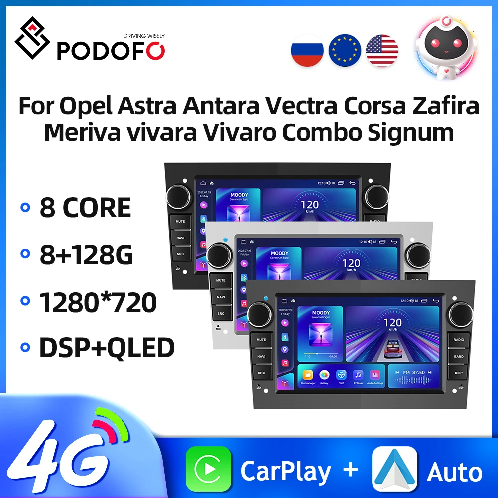 

Podofo 7'' 2Din Car Radio For Opel Astra Antara Vectra Corsa Zafira Meriva Vivara Vivaro Multimedia Player Carplay Android Auto