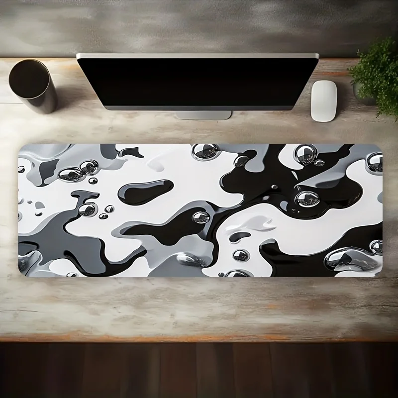 CIFBUY Large Gaming Mouse Pad Liquid Metal Futuristic Tech Non-slip Rubber Base Oversized Desk Mat Office Computer Decor