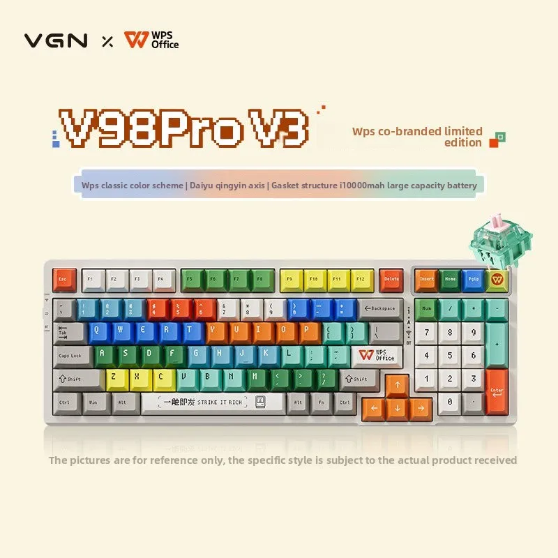 

Механическая клавиатура VGN V98Pro V3 для киберспорта — коллаборация с WPS, раскладка 98%, для игр и офиса, аксессуар для игровых ноутбуков ​