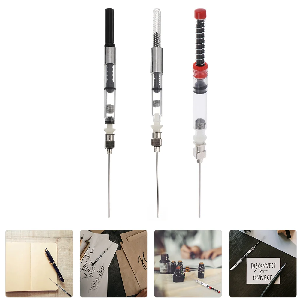 

3 Pcs Fountain Pen Converter Ink Helper Inking Aid Stationery Supplies Variety Syringe Absorption Plastic Fill Assistant