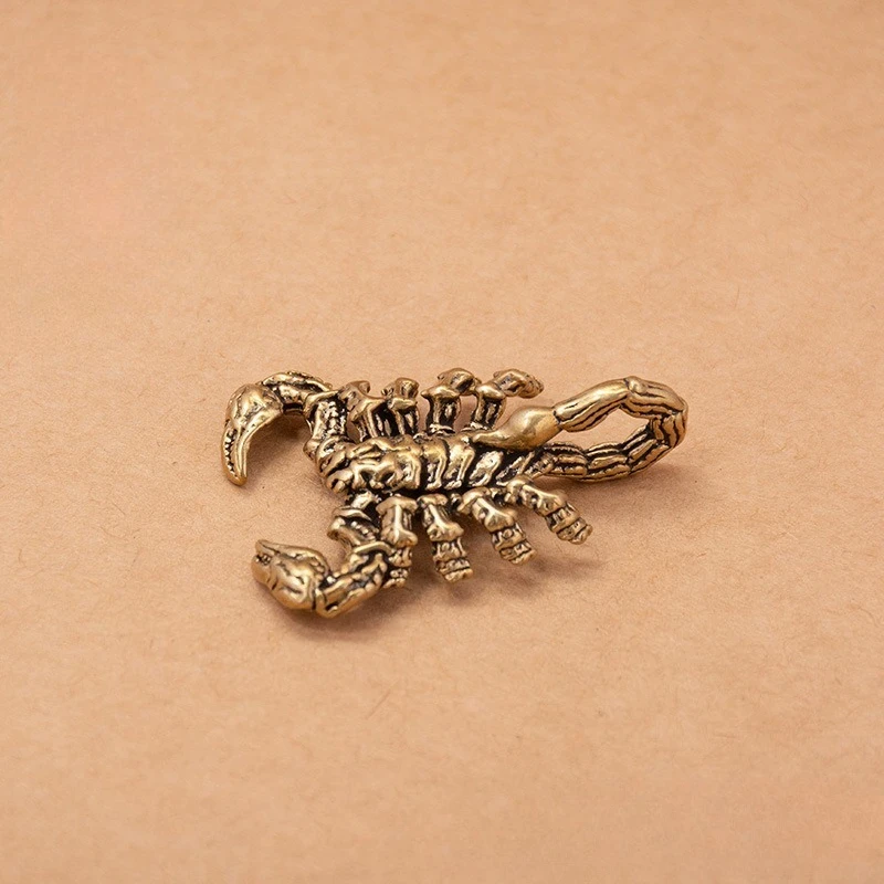 1 PC Tea Pet Hand Fidget Antiqued Solid Brass Scorpion Small Copper Ornament Study Office Desk Craft Home Decoration Accessory