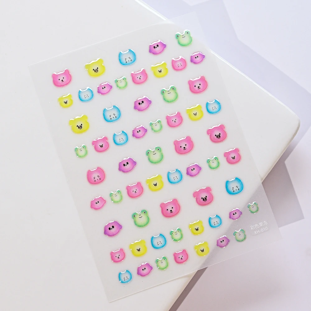 5D Cartoon High-Quality Jelly Series Nail Sticker Line Flower  Love Heart Face Nail Decal Self-Adheisve Jelly Bean Slider NK-XH5