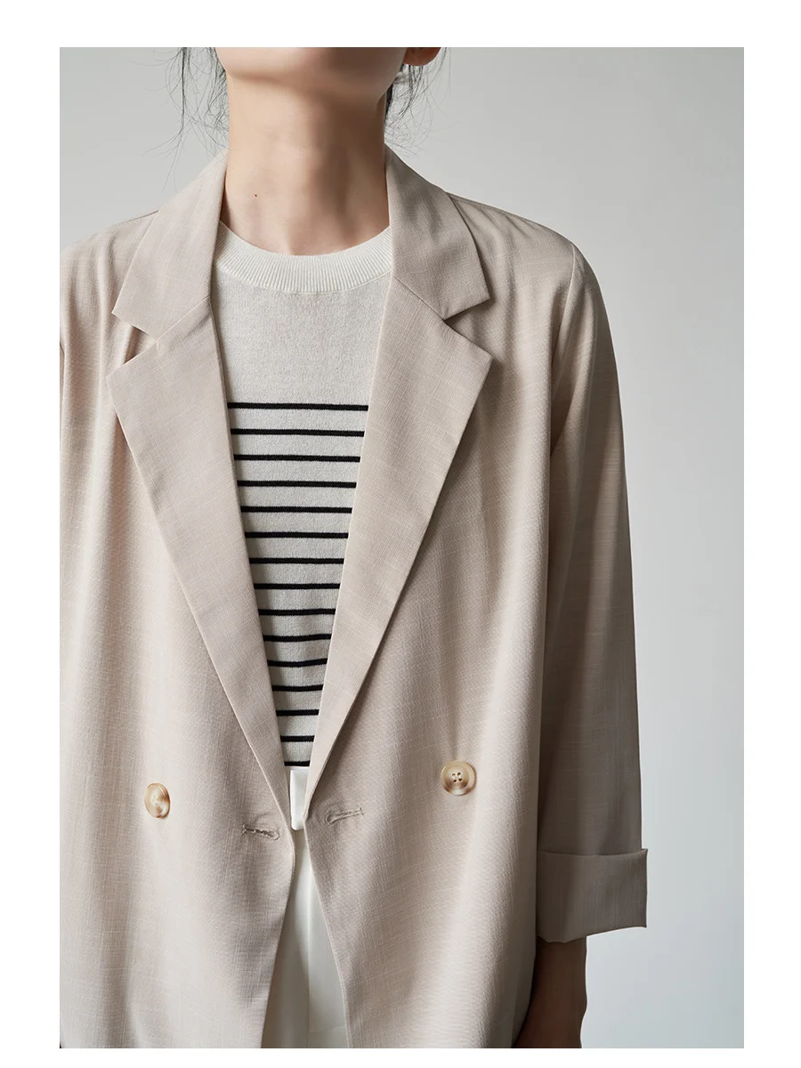 LIMONN Design Sensual Thin Air Conditioning Peach Color Suit Jaet Casual Commute Sle Spring Summer New Arrival Women's Fa...