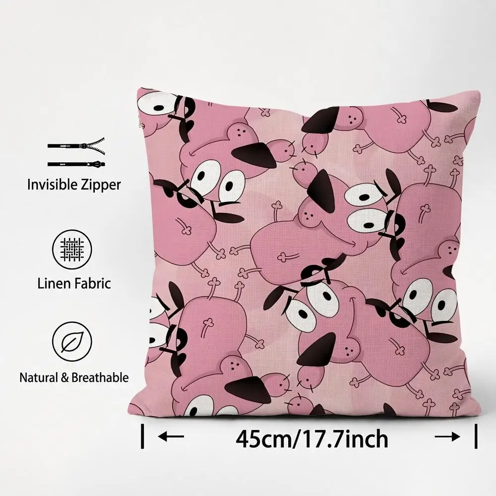 Anime Courage Cowardly Dog Cushion Cover Cushion Covers Natural Linen Breathable Sofa Bedroom Decor Pillowcase