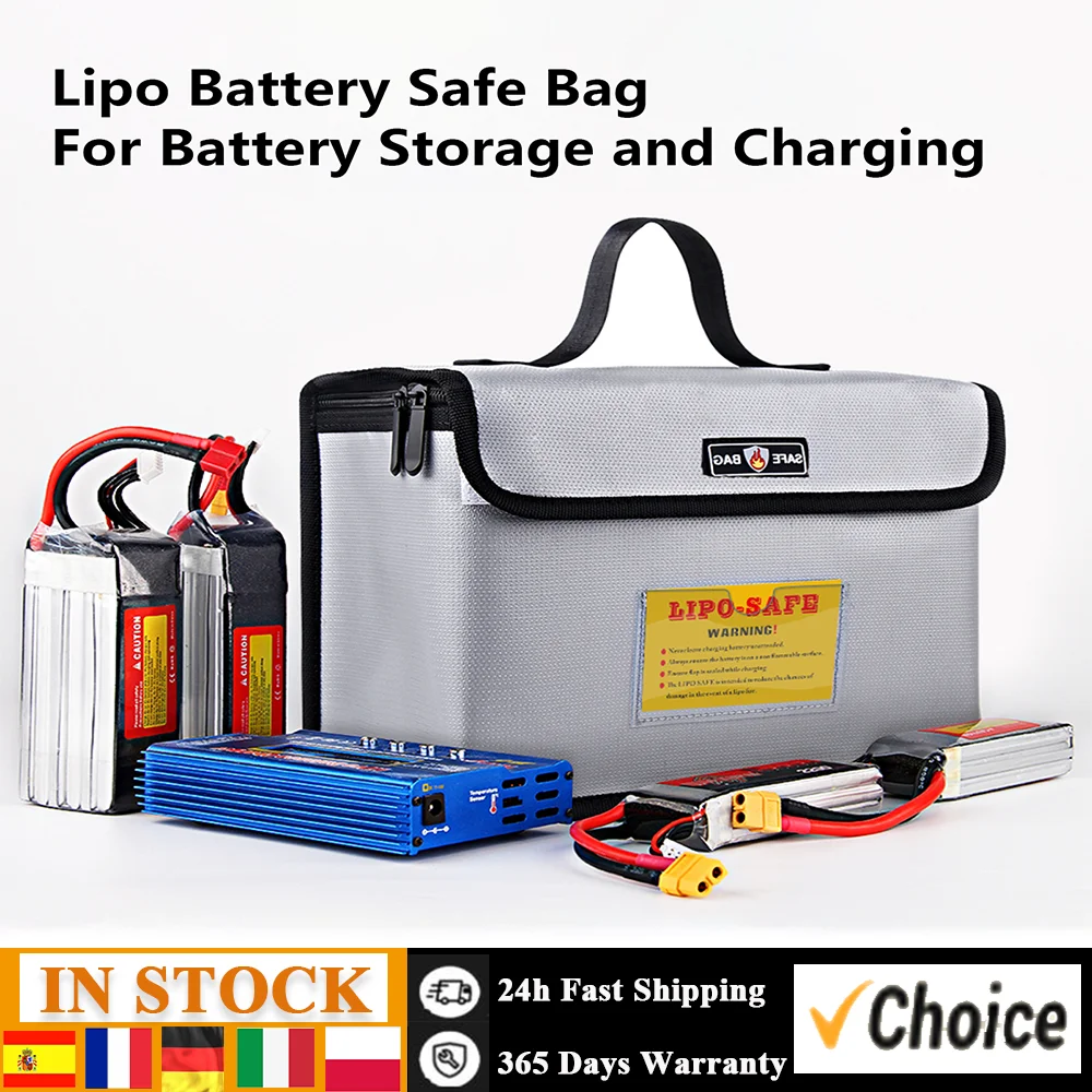 Portable Fireproof Explosionproof Lipo Battery Guard Safe Bag Large Storage Space for Battery Storage and Charging 260*130*190mm