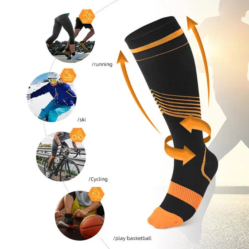 Polychrome Outdoor Sports Socks Flexible Compression Socks Opp Bag Packaging Stretch Socks Breathable Unisex Colorful Stripes image 4