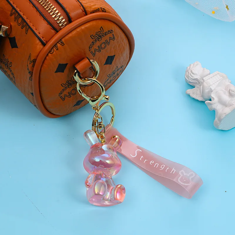 سلسلة مفاتيح أرنب كريستال أكريليك من مينسو، قلادة إكسسوار لطيفة، قلادة حقيبة رائعة، سلسلة مفاتيح، هدية صغيرة رائعة