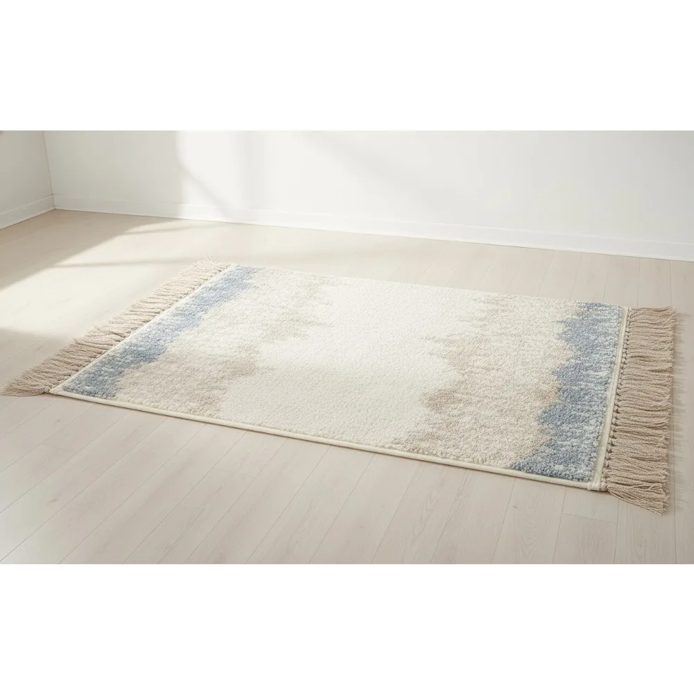 

Soft Skid-Resistant Cotton Bath Mat, Absorbent Beach Decor Rug for Coastal Bathroom & Home