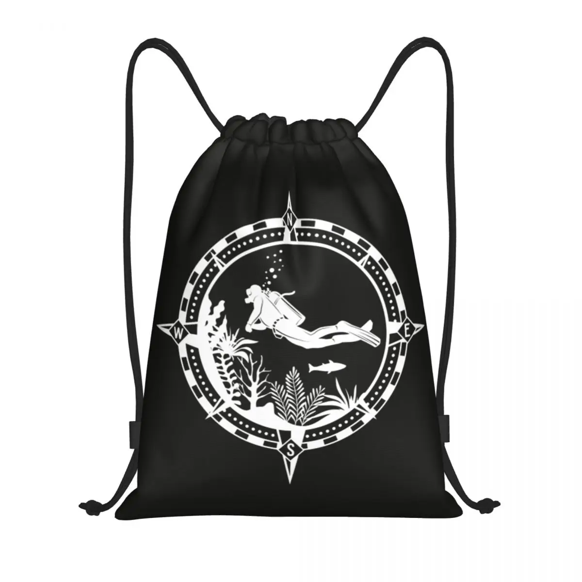 Diver Scuba Diving Compass Dive Drawstring Backpack Women Men Gym Sport Sackpack Foldable Training Bag Sack