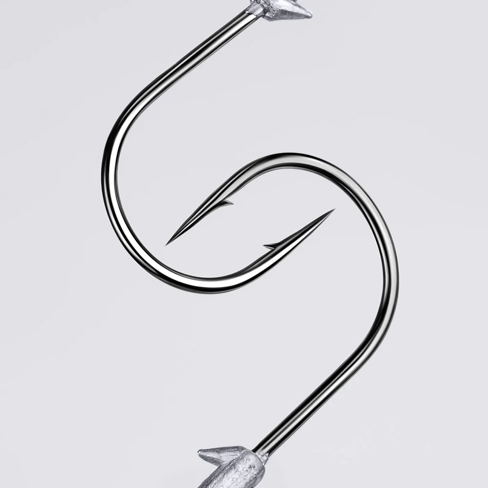 Sunlure Hochkarbon-Stahl 3D Fischaugen-Haken mit Widerhaken 2/3/5 Stück Bleikopf-Jighaken für Weichköder Bass Salzwasser-Angelausrüstung – Detail 6