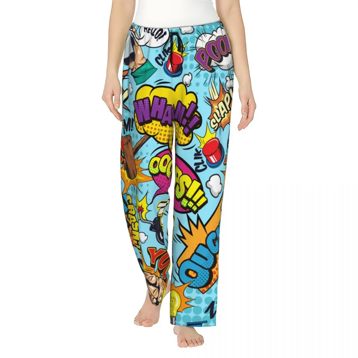 Custom Print Superheld Cartoon Anime Film Pyjama Broek Dames Stripboek Kunst Slaap Nachtkleding Broek Met Zakken