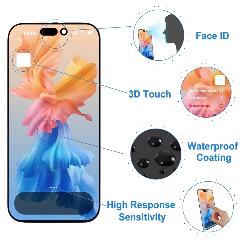 W 100% Przetestowany, wysokiej jakości wyświetlacz do iPhone 16 Pro, ekran dotykowy LCD, części zamienne 16 Pro z funkcją 3D Touch A3293 A3083 A3292 A3294 — zdjęcie produktu 4