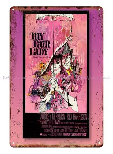 1964 My Fair Lady Audrey Hepburn Rex Harrison metal tin sign room wall decor