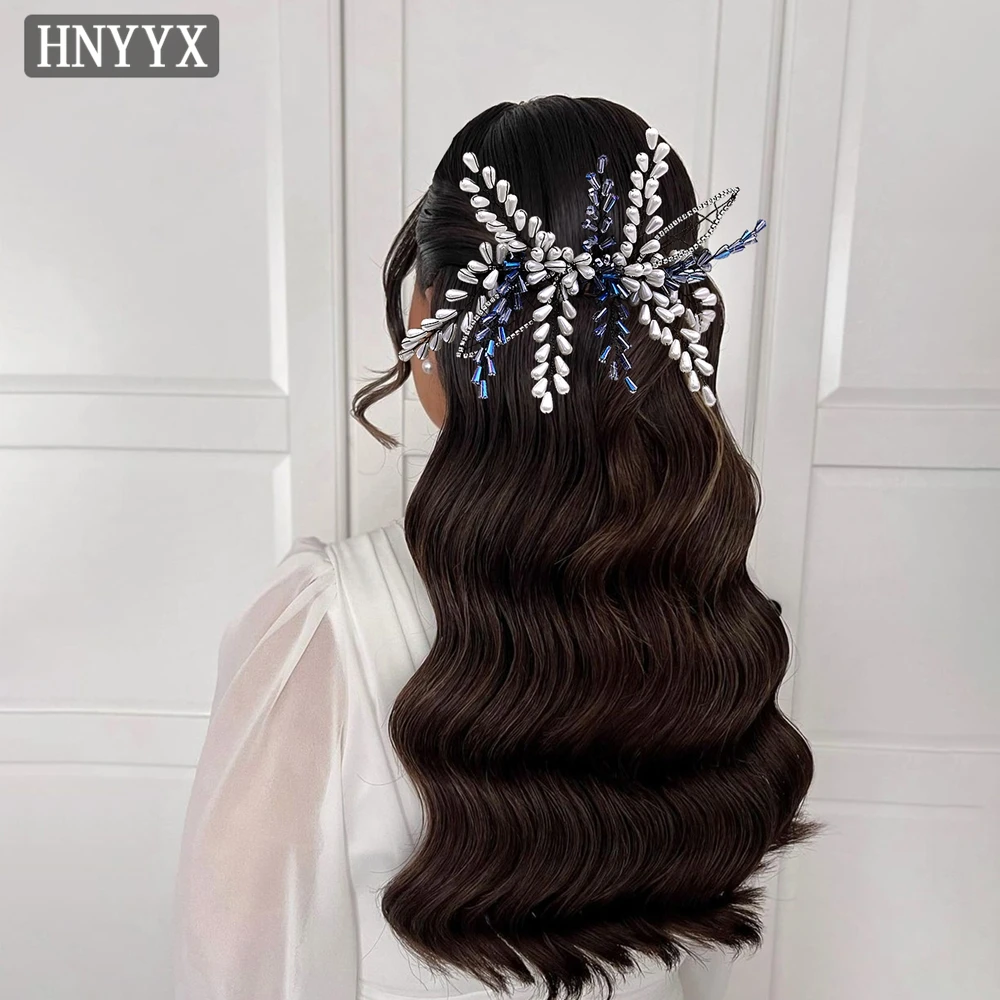 

HNYYX Pearl Hairclips Crystal Beaded Hairpins Flower Rhinestone Hair Accessories Leaf Style Headwear Headdresses For Brides A108