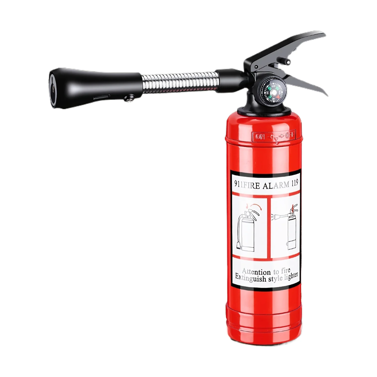 （No Gas）No Butane Required Fire Extinguisher Shaped Lighter Multifunctional Hose Flamethrower Windproof Refillable Lighter for Camping Outdoor Candles Party Gift