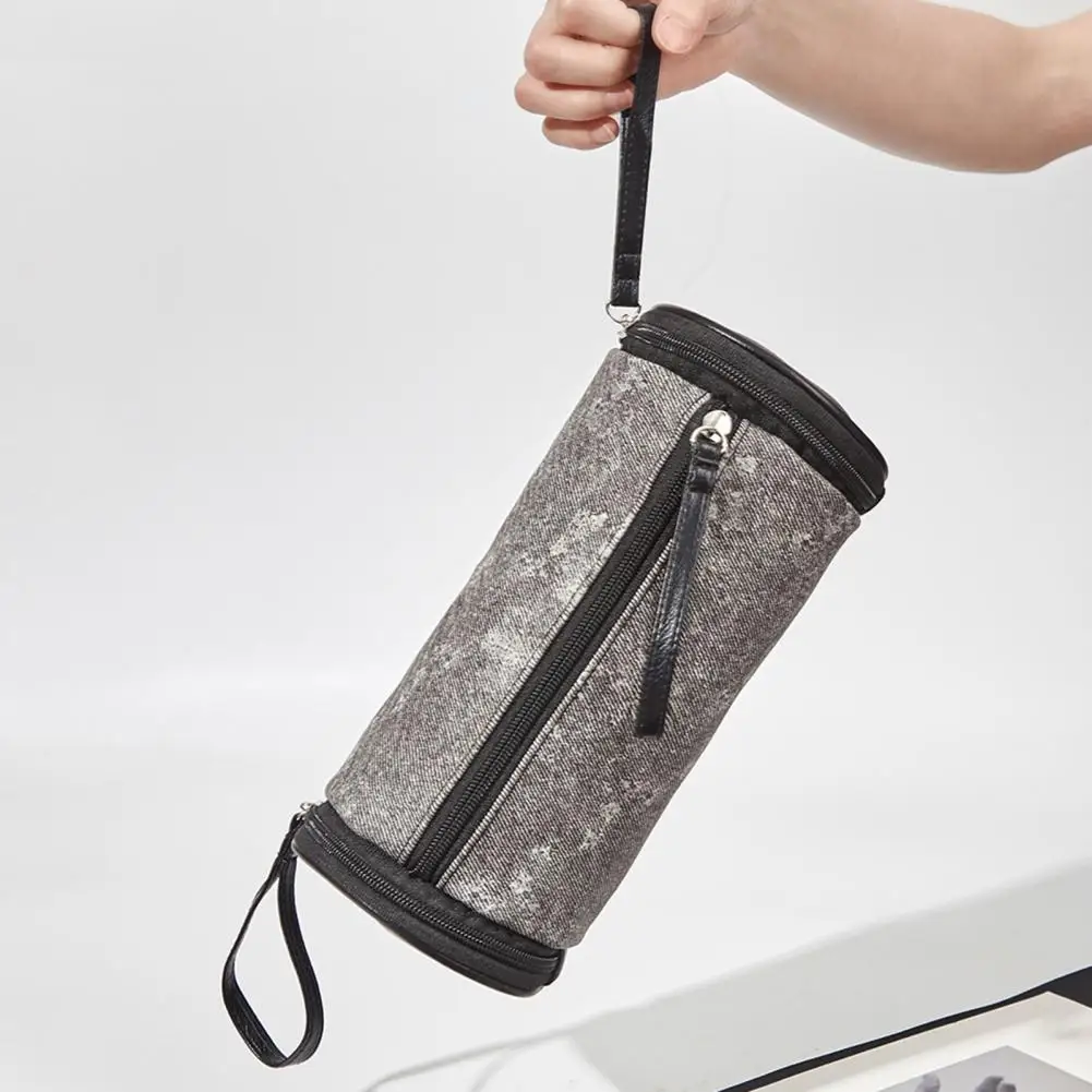 

Travel Makeup Bag PVC with Handle Portable Cosmetic Brush Holder Cylindrical Cosmetic Storage Bag Brush Makeup Storage Box